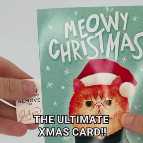Meowy Christmas 🐱🎄🔊 - Joker Greeting Prank Card (Glitter + Sound)
