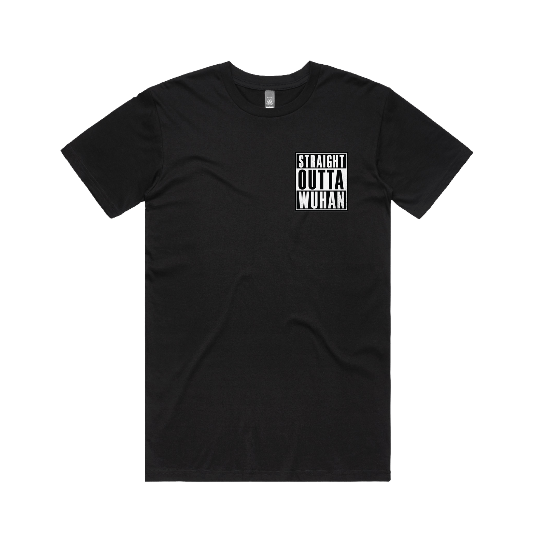 S / Black / Small Front Design Straight Outta Wuhan ✊🏾 - Men's T Shirt
