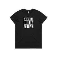 XS / Black / Large Front Design Straight Outta Wuhan ✊🏾 - Women's T Shirt
