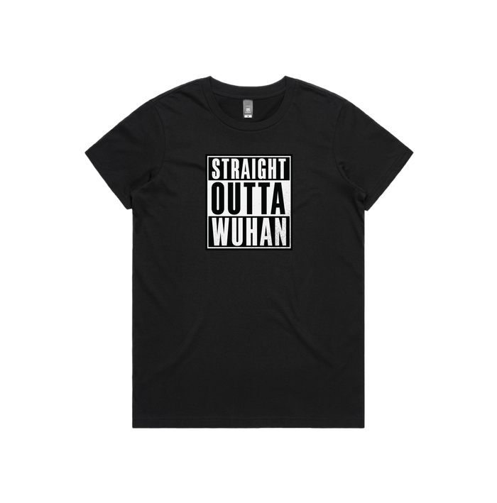 XS / Black / Large Front Design Straight Outta Wuhan ✊🏾 - Women's T Shirt