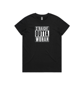 XS / Black / Large Front Design Straight Outta Wuhan ✊🏾 - Women's T Shirt