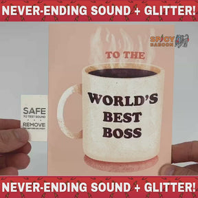 World's Best Boss 💼🔊 - Joker Greeting Prank Card (Glitter + Sound)