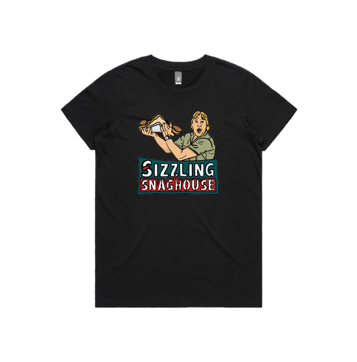 Black / Large Front Design / XS Steve's Snaghouse 🌭 - Women's T Shirt