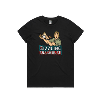 Black / Large Front Design / XS Steve's Snaghouse 🌭 - Women's T Shirt