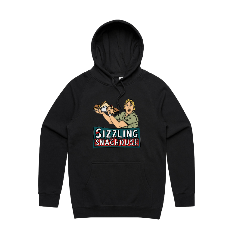 Black / Large Front Print / S Steve's Snaghouse 🌭 - Unisex Hoodie