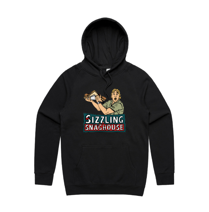 Black / Large Front Print / S Steve's Snaghouse 🌭 - Unisex Hoodie