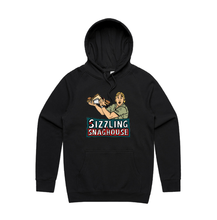 Black / Large Front Print / S Steve's Snaghouse 🌭 - Unisex Hoodie