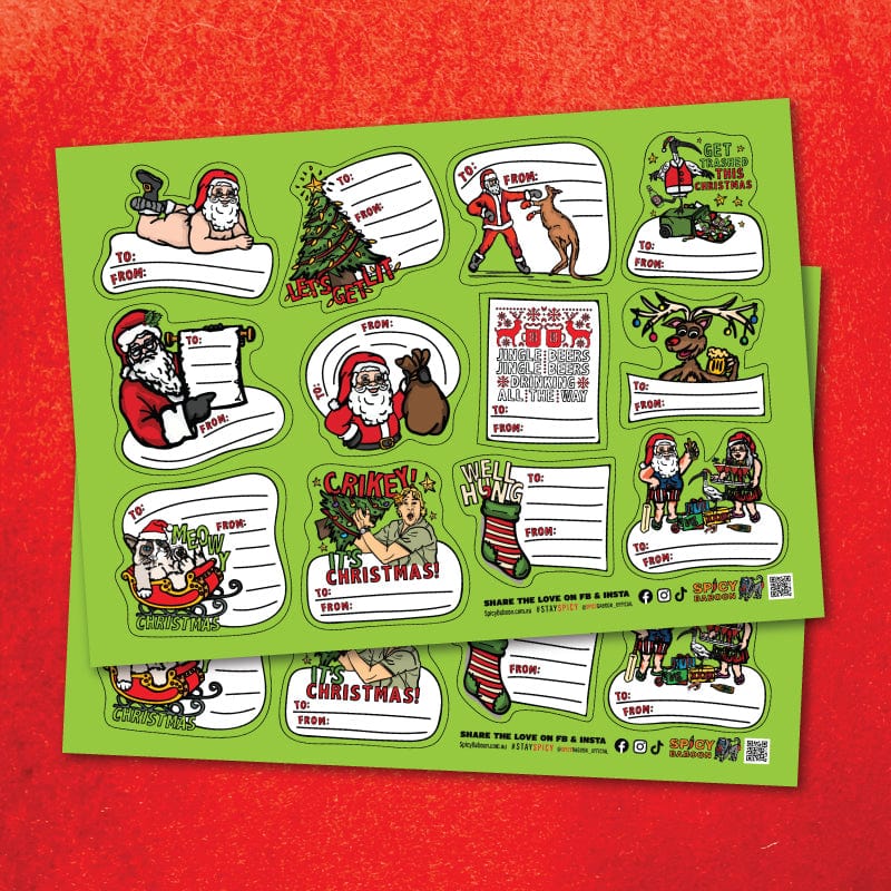 Christmas Assorted Sticker Gift Tags 🎄🏷️ - A5 Sticker Sheet