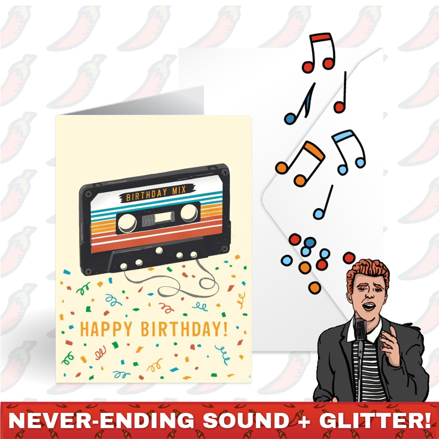 Endless Never Gonna Give You Up Birthday 🕺🔊 - Joker Greeting Prank Card (Glitter + Sound)