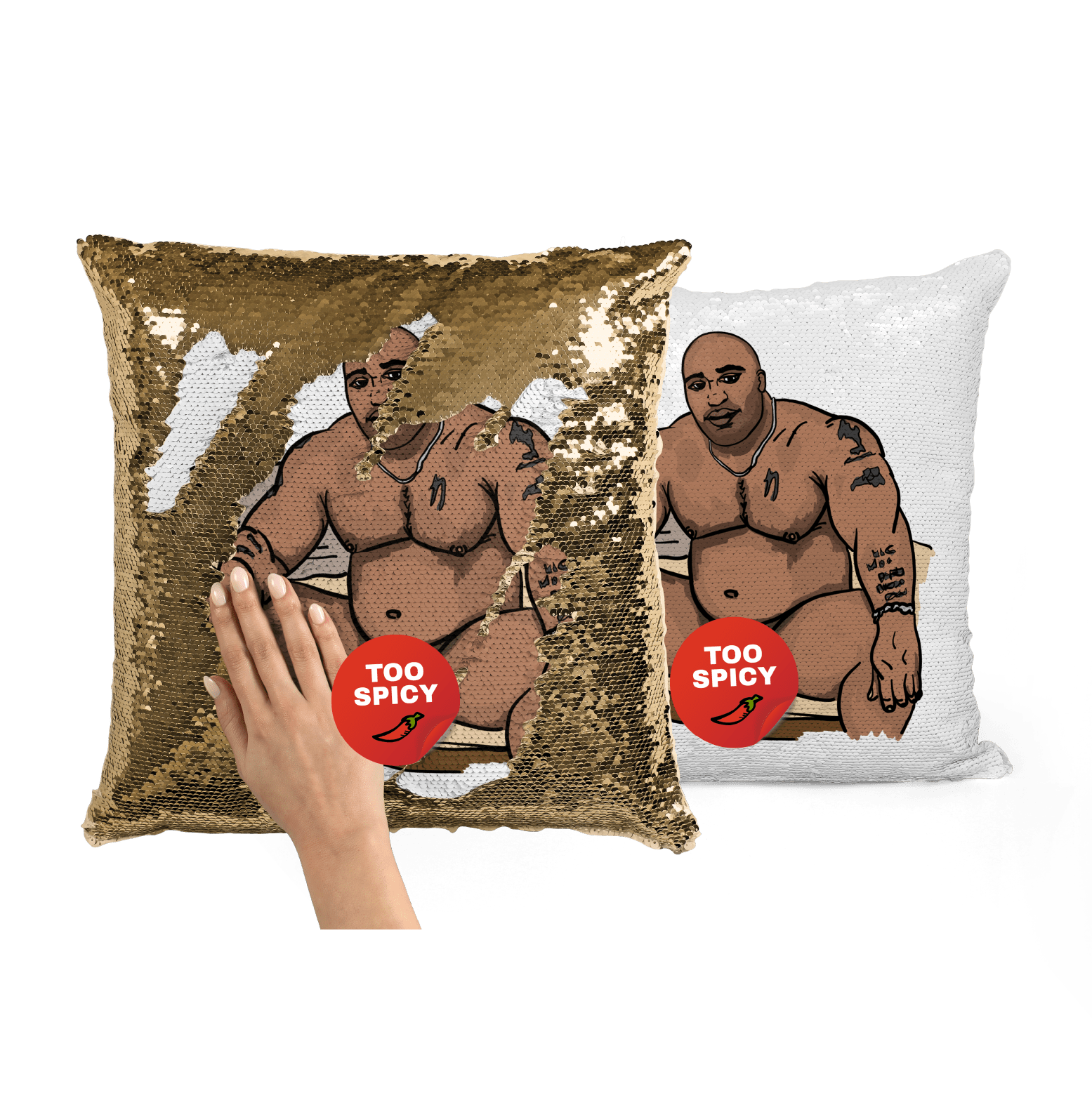 Gold Big Barry UNCENSORED 🍆 - Magic Sequin Cushion