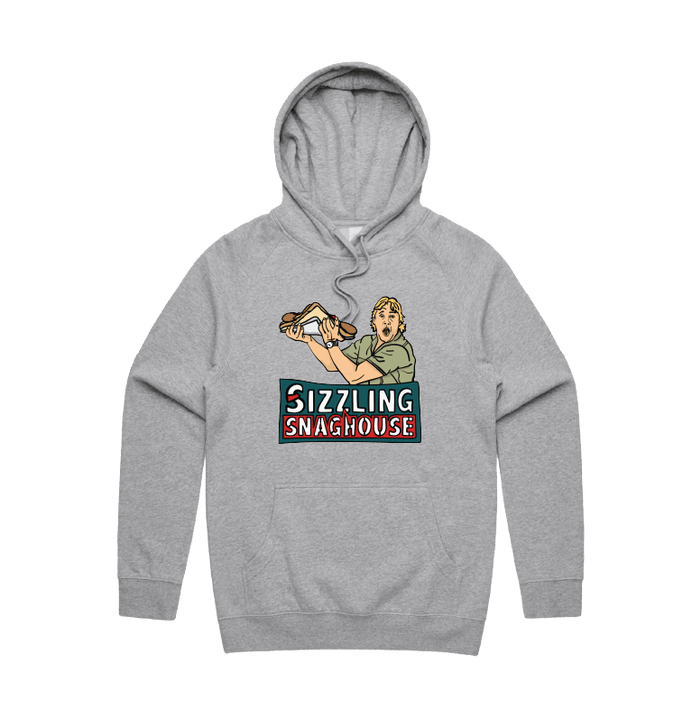 Grey / Large Front Print / S Steve's Snaghouse 🌭 - Unisex Hoodie