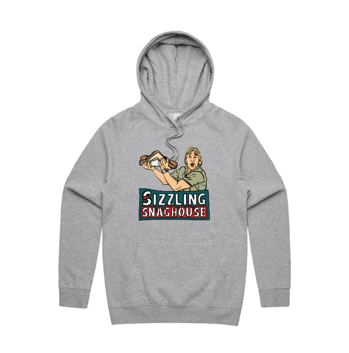 Grey / Large Front Print / S Steve's Snaghouse 🌭 - Unisex Hoodie