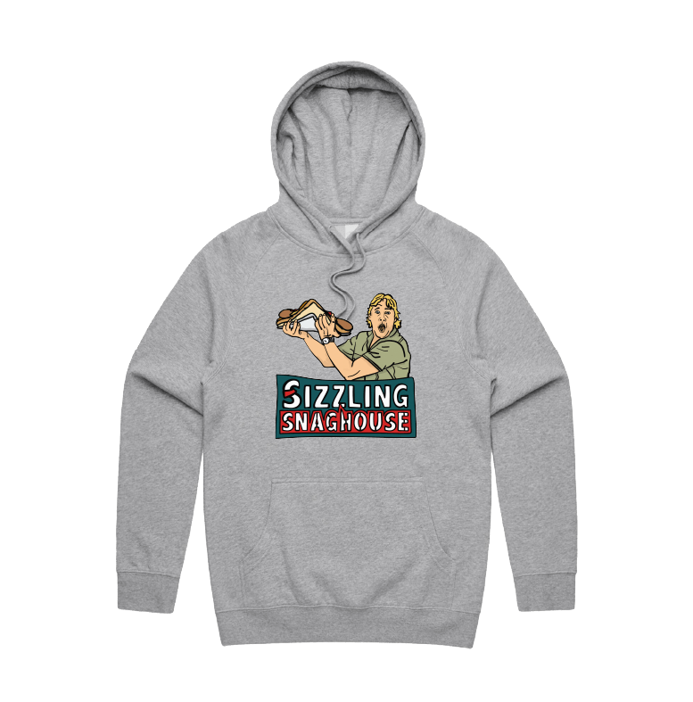 Grey / Large Front Print / S Steve's Snaghouse 🌭 - Unisex Hoodie