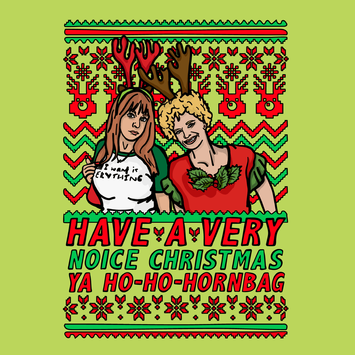 Kath & Kim Christmas Pattern 😈🎄 – Men's T Shirt