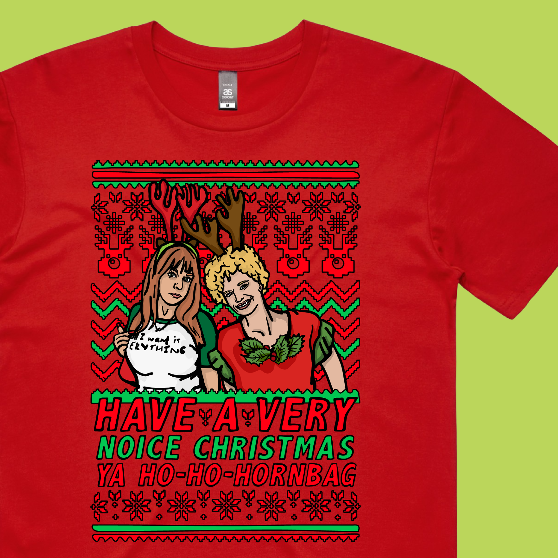 Kath & Kim Christmas Pattern 😈🎄 – Men's T Shirt