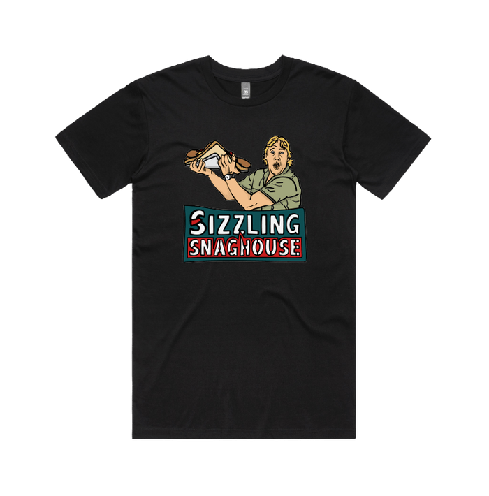 Large Front Design / Black / S Steve's Snaghouse 🌭 - Men's T Shirt