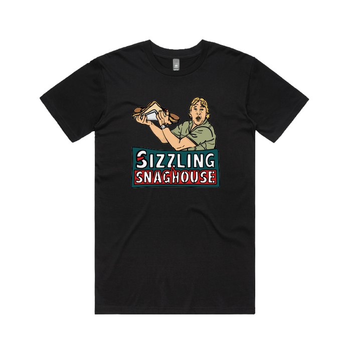 Large Front Design / Black / S Steve's Snaghouse 🌭 - Men's T Shirt