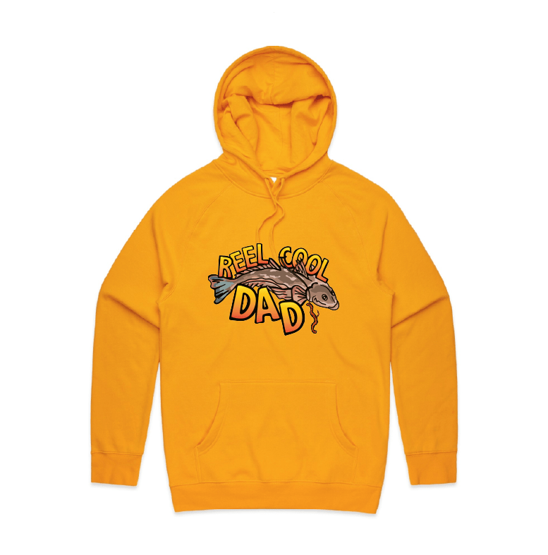 Large Front Design / Gold / S Reel Cool Dad 🎣 - Unisex Hoodie