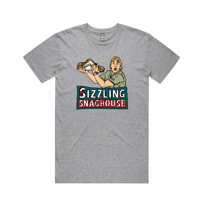 Large Front Design / Grey / S Steve's Snaghouse 🌭 - Men's T Shirt
