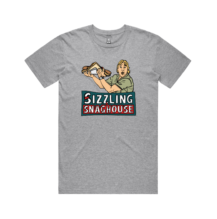 Large Front Design / Grey / S Steve's Snaghouse 🌭 - Men's T Shirt
