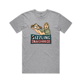 Large Front Design / Grey / S Steve's Snaghouse 🌭 - Men's T Shirt