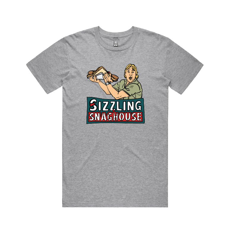 Large Front Design / Grey / S Steve's Snaghouse 🌭 - Men's T Shirt
