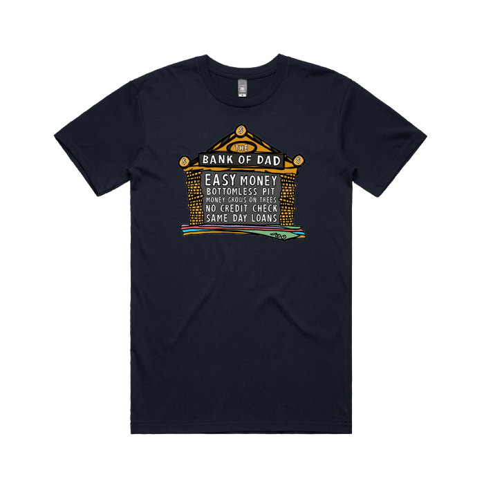 Large Front Design / Navy / S Bank of Dad 💰 - Men's T Shirt