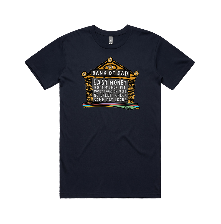 Large Front Design / Navy / S Bank of Dad 💰 - Men's T Shirt