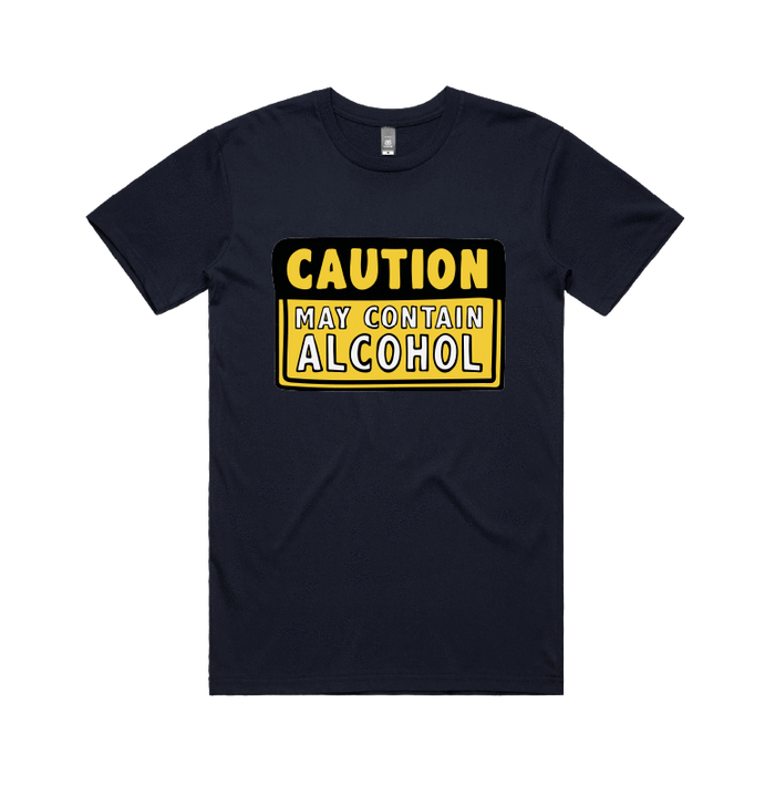 Large Front Design / Navy / S May Contain Alcohol 🍺 - Men's T Shirt