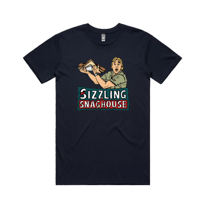 Large Front Design / Navy / S Steve's Snaghouse 🌭 - Men's T Shirt