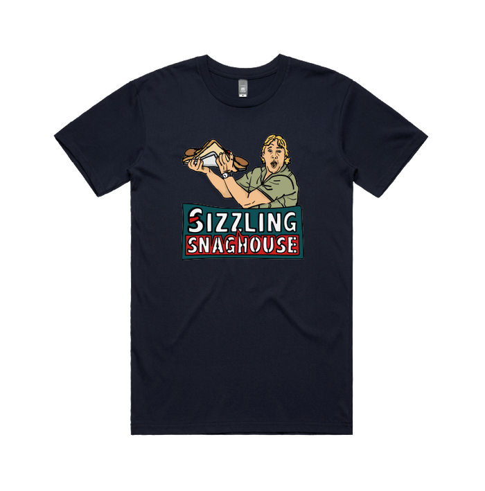 Large Front Design / Navy / S Steve's Snaghouse 🌭 - Men's T Shirt