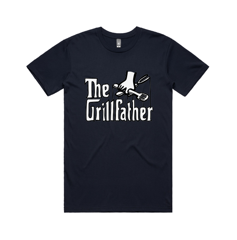 Large Front Design / Navy / S The Grillfather 🥩 - Men's T Shirt