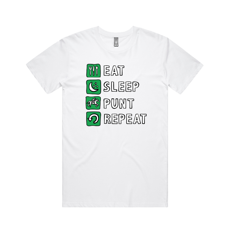 Large Front Design / White / S Eat Sleep Punt Repeat 🏇 - Men's T Shirt
