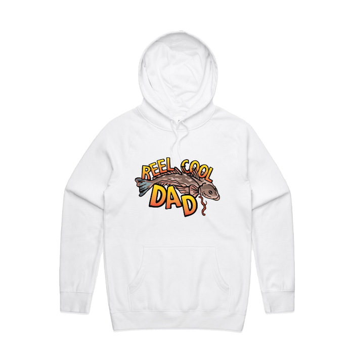 Large Front Design / White / S Reel Cool Dad 🎣 - Unisex Hoodie