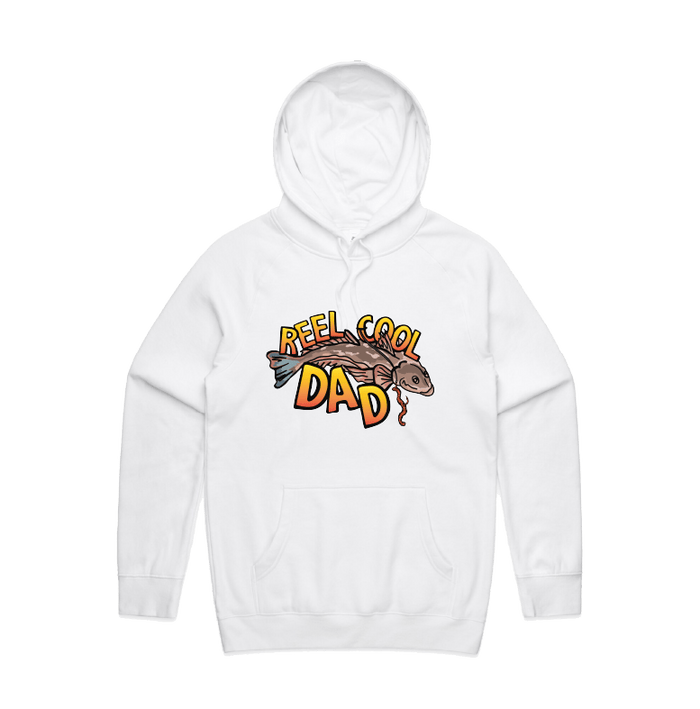 Large Front Design / White / S Reel Cool Dad 🎣 - Unisex Hoodie