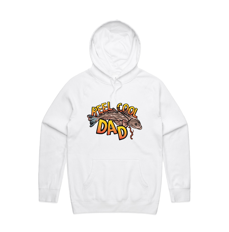 Large Front Design / White / S Reel Cool Dad 🎣 - Unisex Hoodie