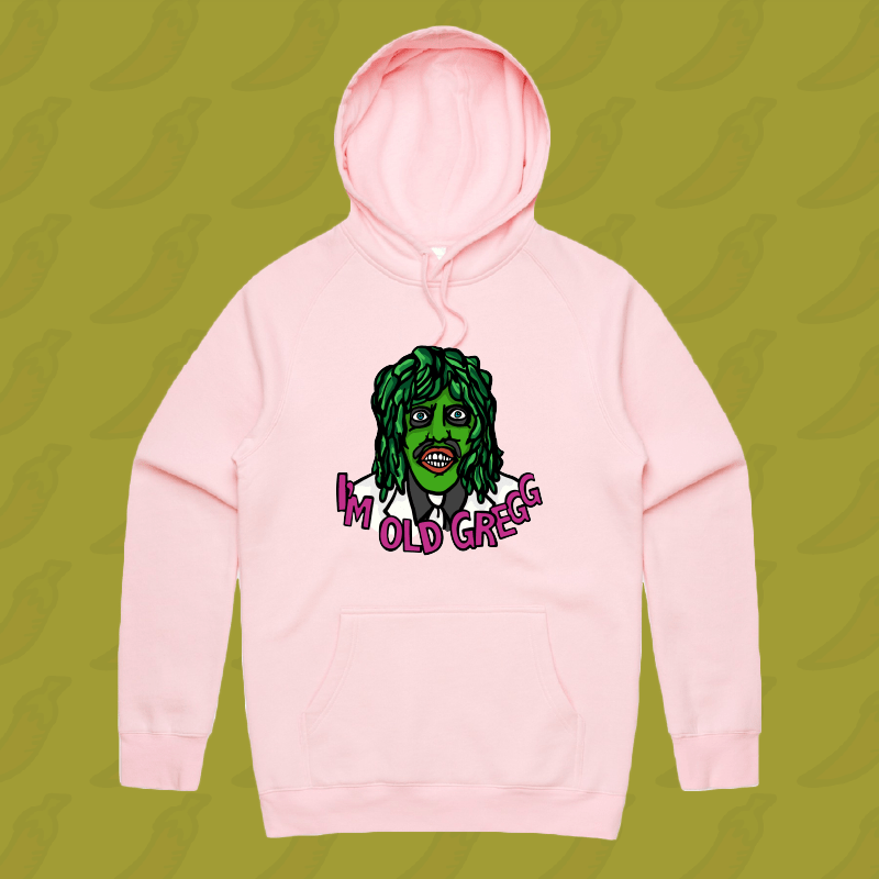 M / Pink / Large Front Print Old Gregg 🧟‍♂️🛶 - Unisex Hoodie