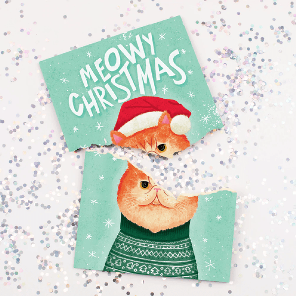 Endless Meowy Christmas card loops music non-stop! We added glitter if they break it! | Joker Greeting Endless Meowy Christmas card loops music non-stop! We added glitter if they break it! | Joker Greeting
