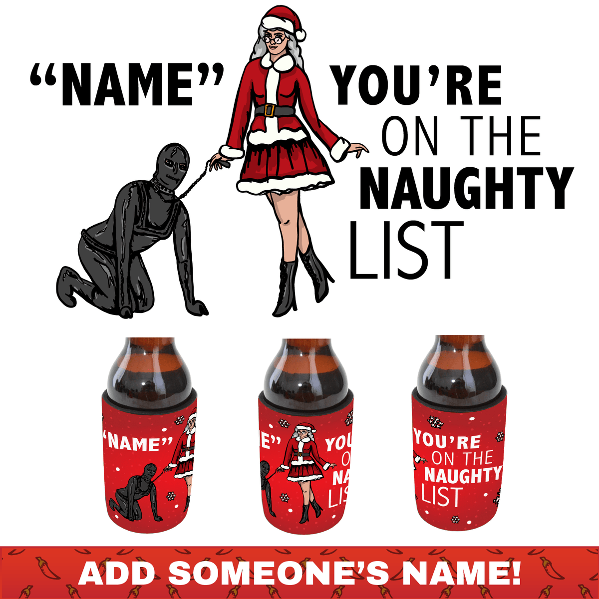 Mrs Claus Naughty List 🤶 - Personalised Stubby Holder