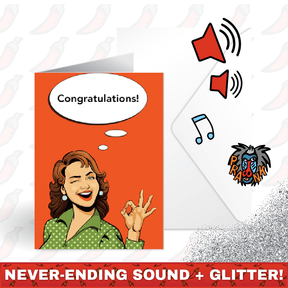 NSFW Congratulations 😈🔊 - Joker Greeting Prank Card (Glitter + Sound)