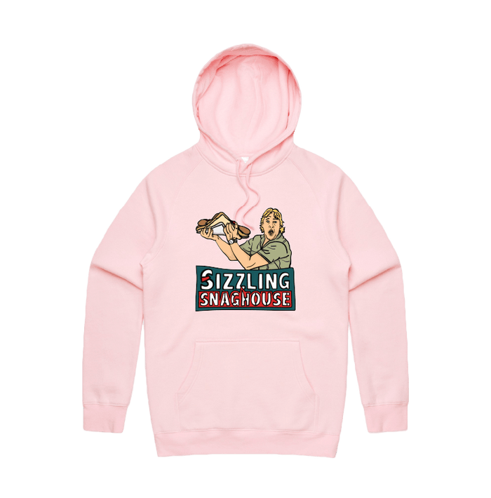 Pink / Large Front Print / S Steve's Snaghouse 🌭 - Unisex Hoodie
