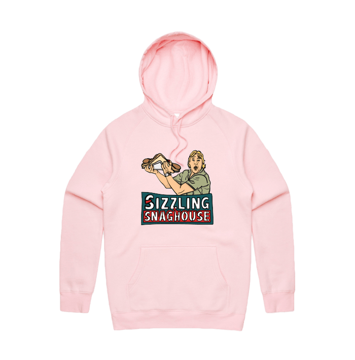 Pink / Large Front Print / S Steve's Snaghouse 🌭 - Unisex Hoodie