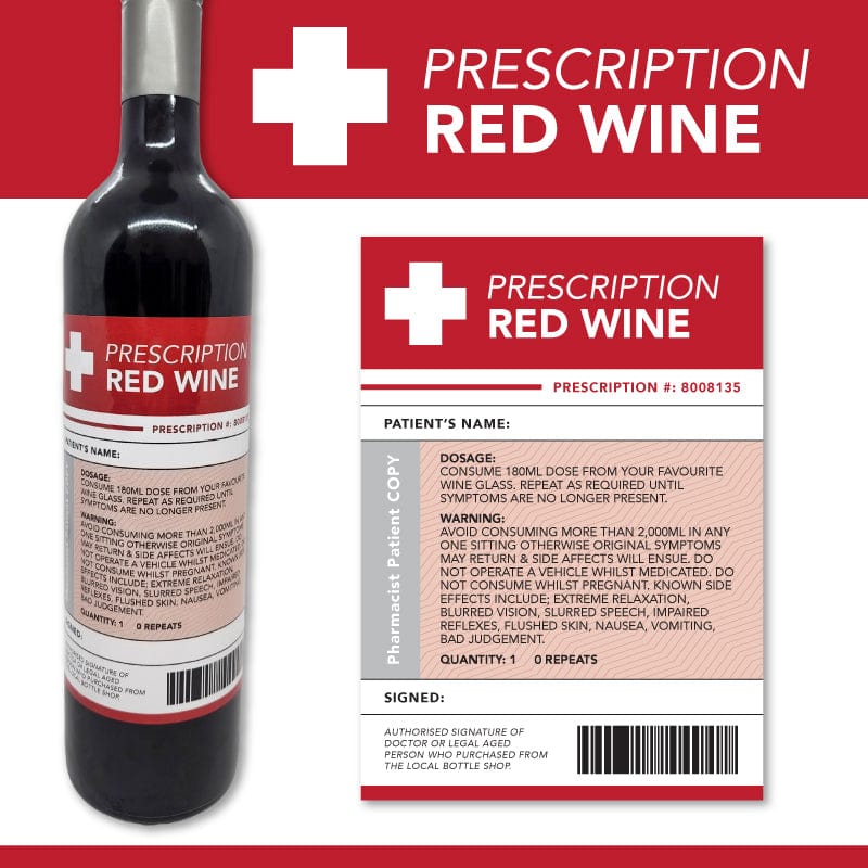 Red Wine Label Prescription Wine Bottle Labels 🍷 -  Sticker