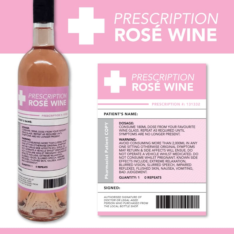 Rosé Label Prescription Wine Bottle Labels 🍷 -  Sticker