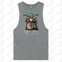 S / Ash / Large Front Design Baby Yoda Love 👽❤️- Tank