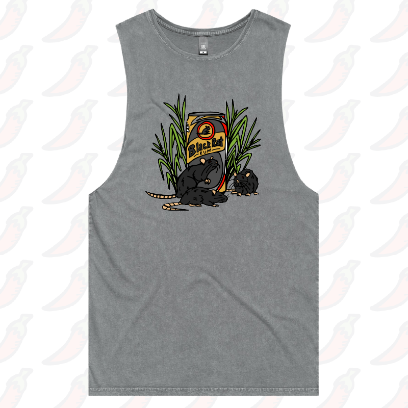 S / Ash / Large Front Design Black Rat 🐀 - Tank