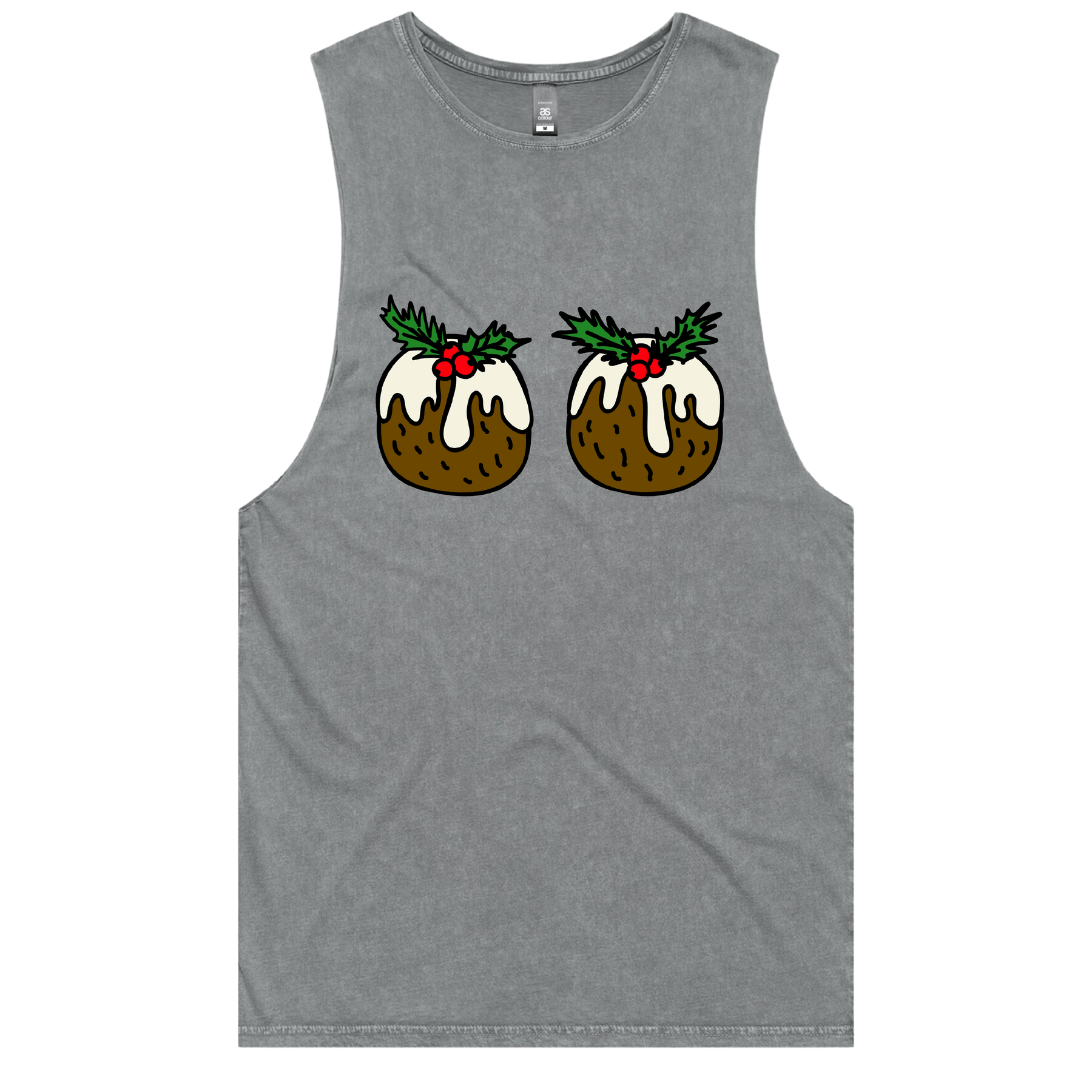 S / Ash / Large Front Design Christmas Puddings 🌰🌰 – Tank