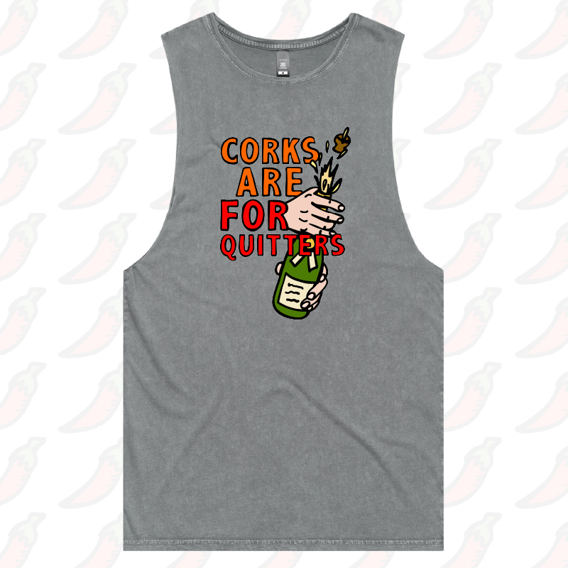 S / Ash / Large Front Design Corks Are For Quitters 🍾 – Tank