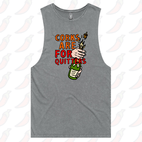 S / Ash / Large Front Design Corks Are For Quitters 🍾 – Tank