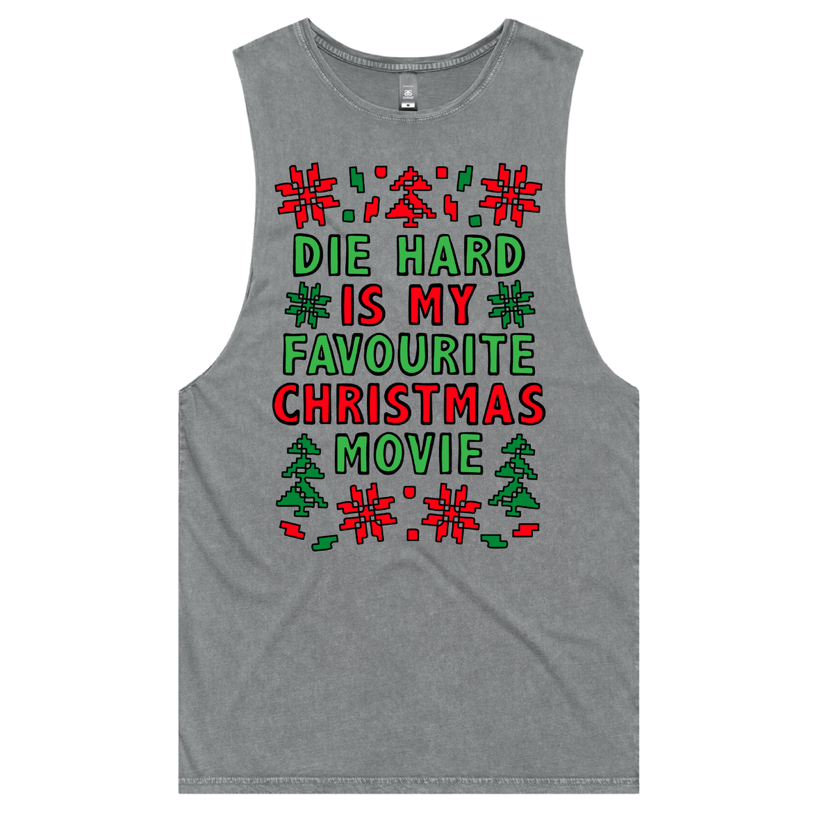 S / Ash / Large Front Design Die Hard Christmas 💥🎄 – Tank